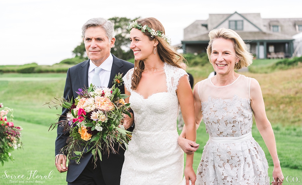 Bride with Boho Bouquet and Flower Crown Soiree Floral Nantucket 6