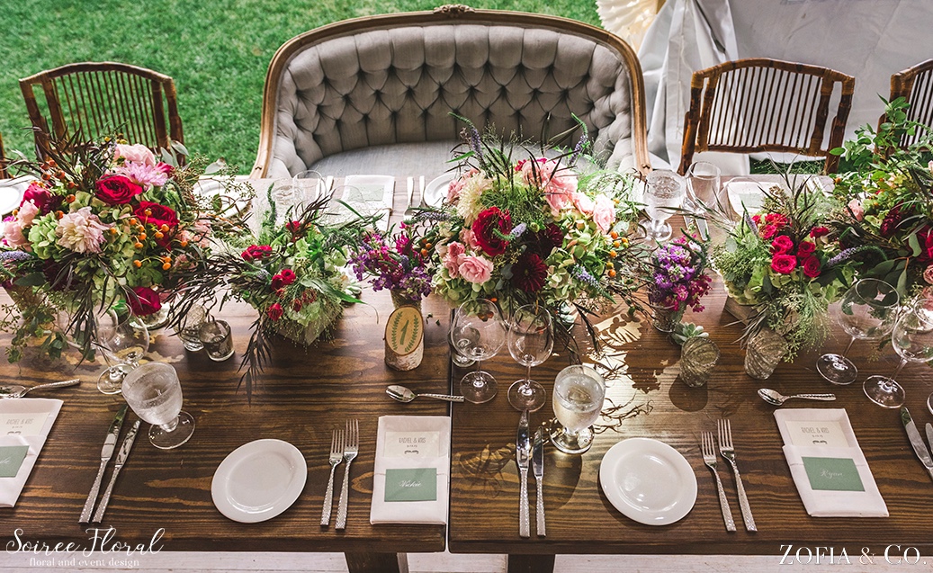 Eclectic Head Table with Lush Floral Designs by Soiree Floral Nantucket 8