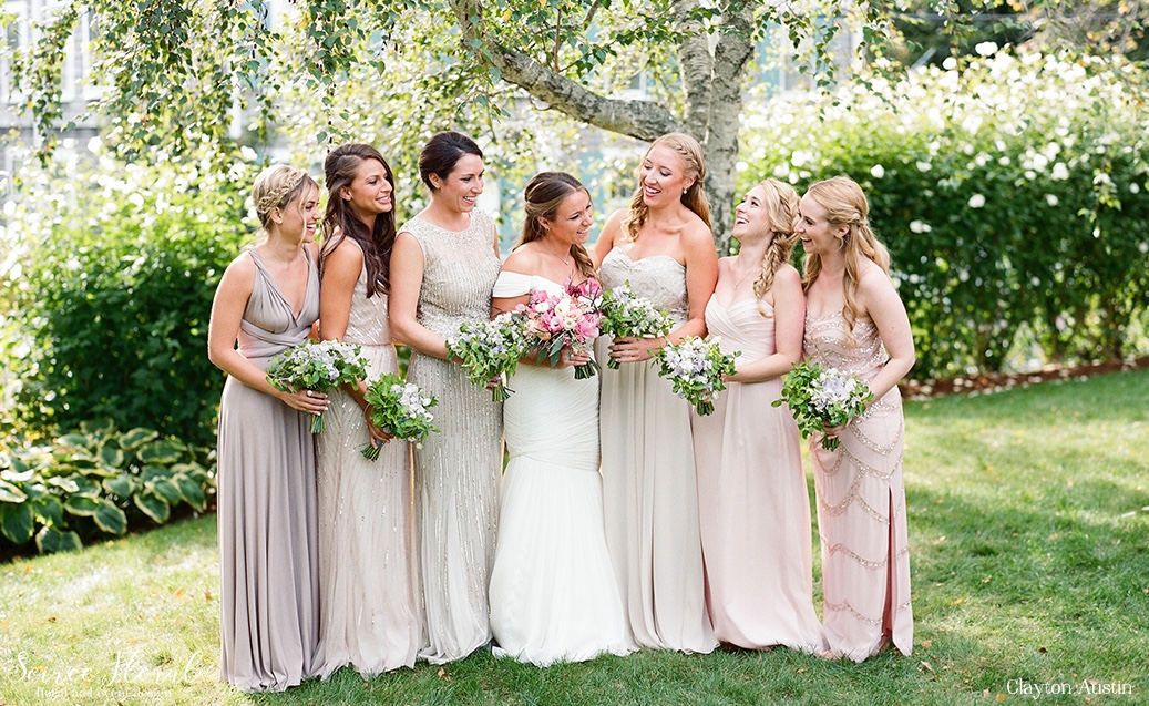 Nantucket Bridesmaids in Champagne Beaded Dresses Clayton Austin4