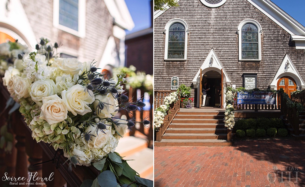 Ceremony-Stair-Garlands-Nantucket-Church-Soiree Floral 3