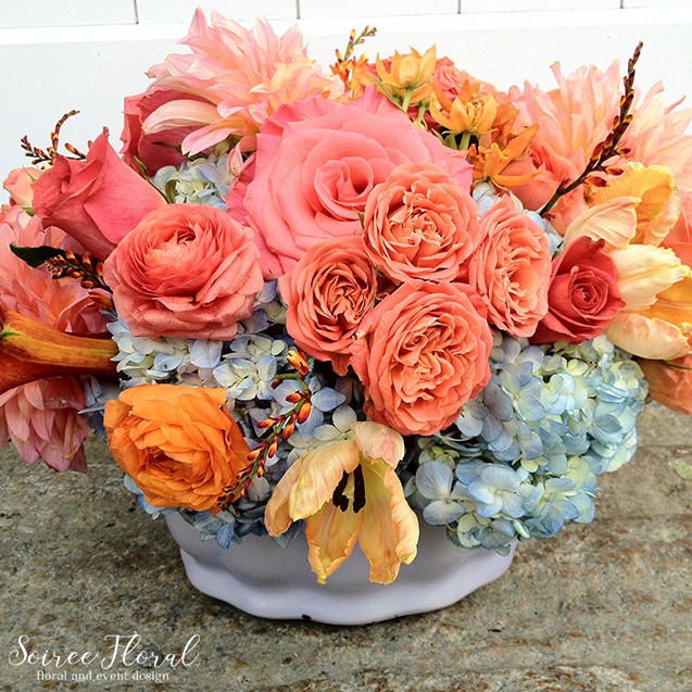 Nantucket Florist – Peach and Coral Floral Arrangement