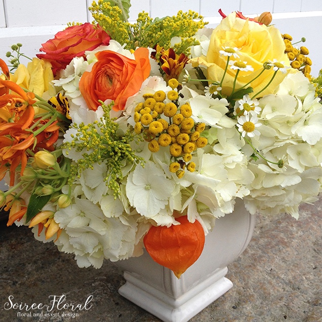 Yellow White and Orange Floral Delivery – Nantucket Flowers – Soiree Floral