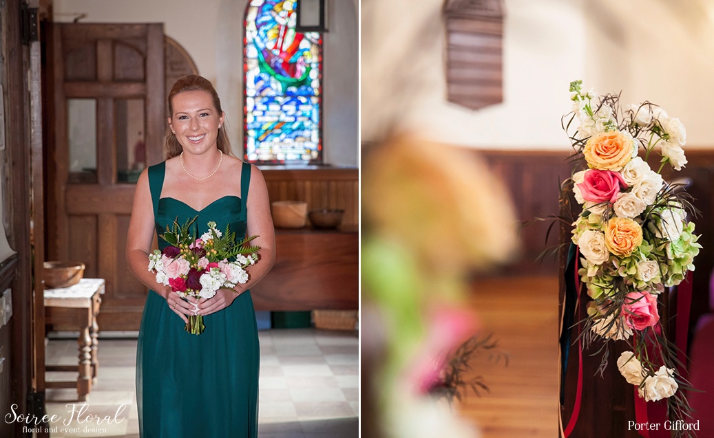 Burgundy Green and Wild Bridesmaid Bouquet – Soiree Floral – Nantucket Wedding
