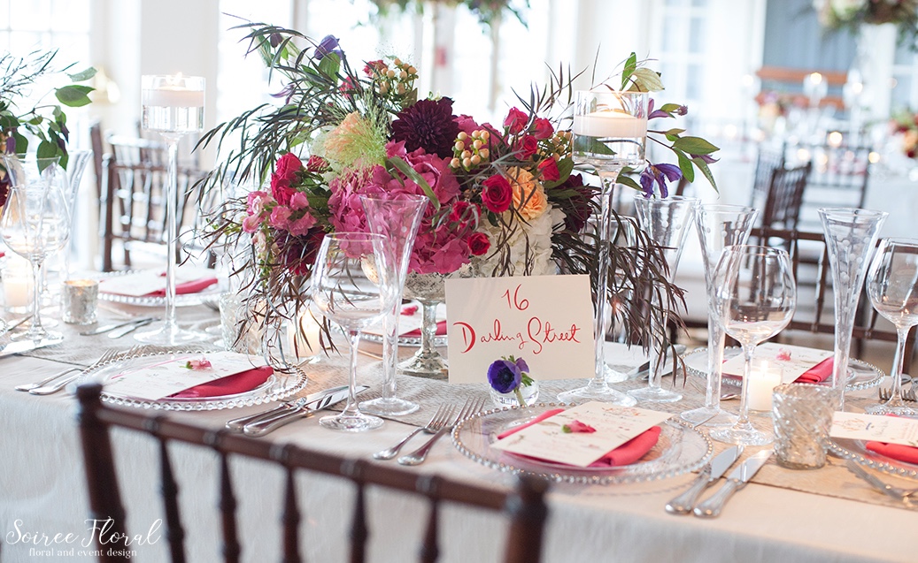 Lush Silver Compote Design – Garden Roses – Hydrangea – Nantucket Wedding – Soiree Floral