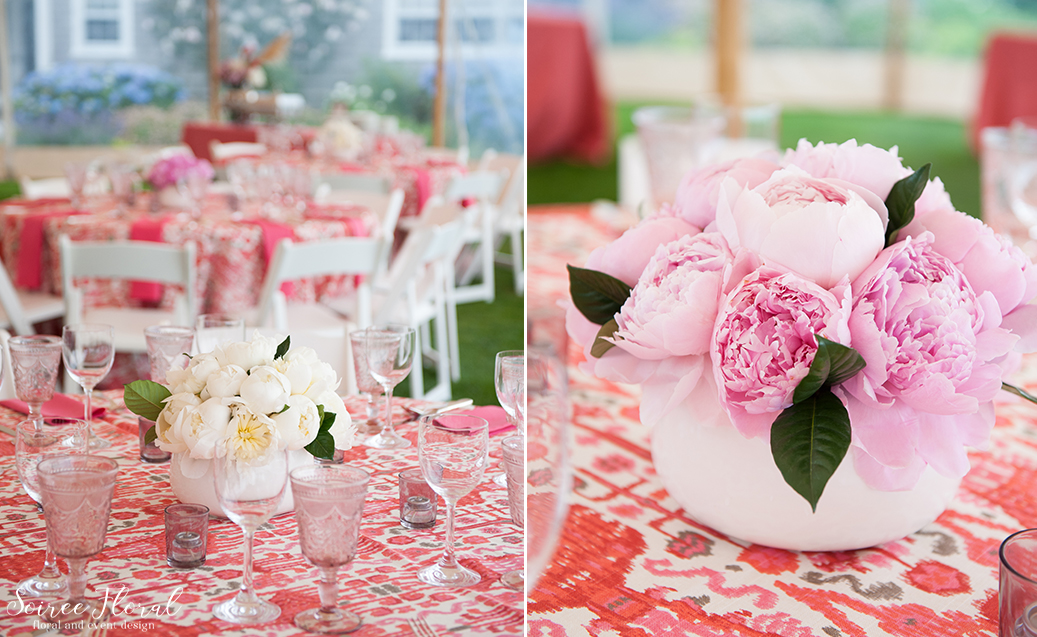 Nantucket Cocktail Party – Peony Centerpiece – Pink and White