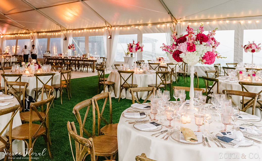Pink White Wedding Flowers – Tented Wedding – Nantucket