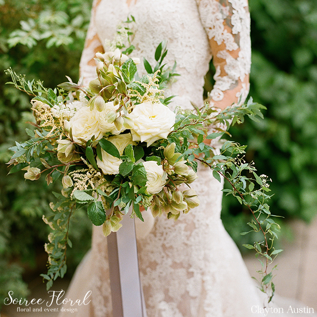 Green and White Trailing Bouquet
