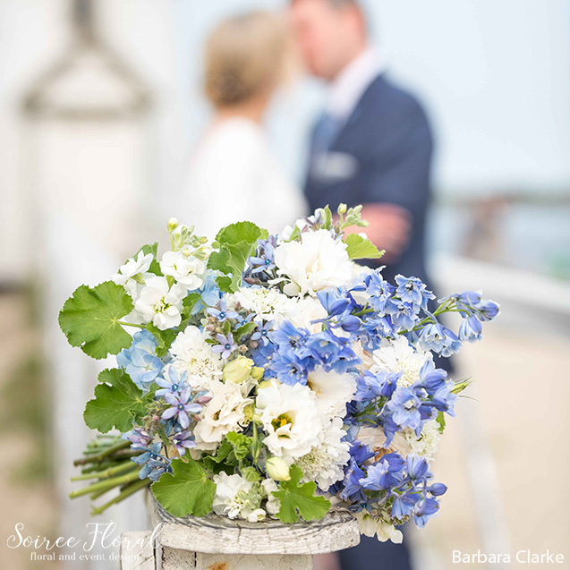 blue white bridal bouquet
