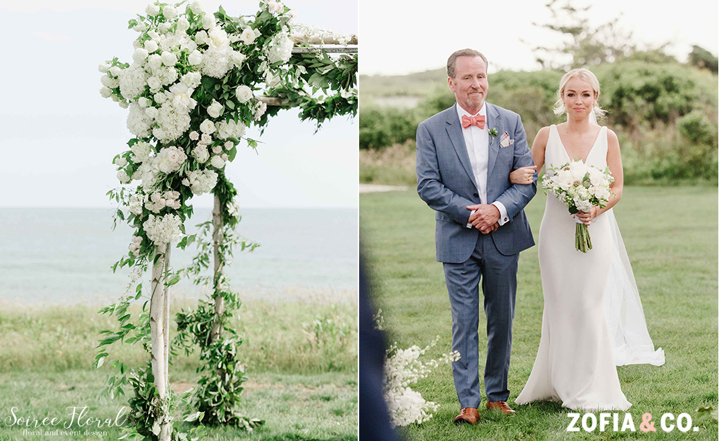 bride and father at nantucket outdoor wedding