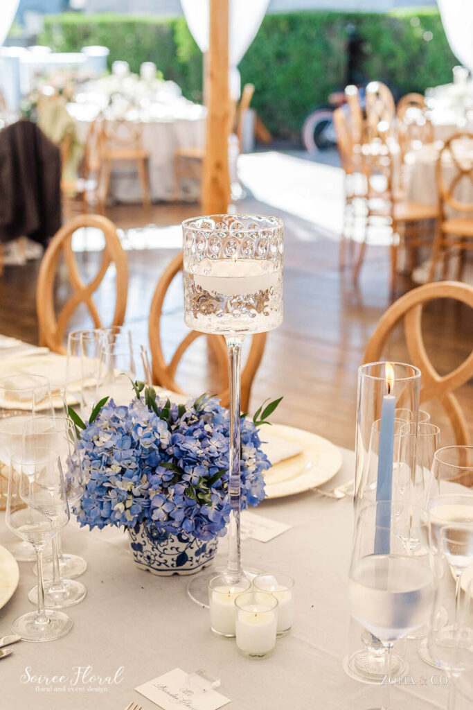 Wedding Tablescape with hydrangeas