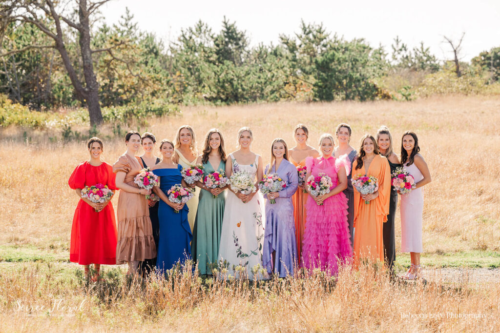 Colorful Bride & Bridesmaids Outfits