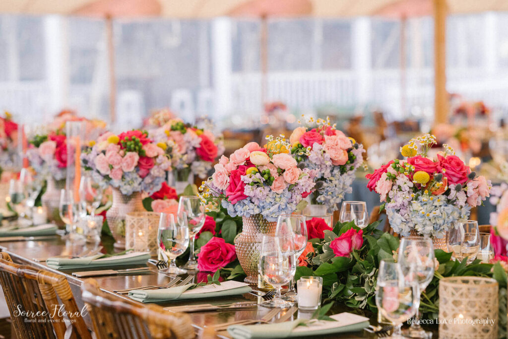 Colorful Flowers on Wedding Table