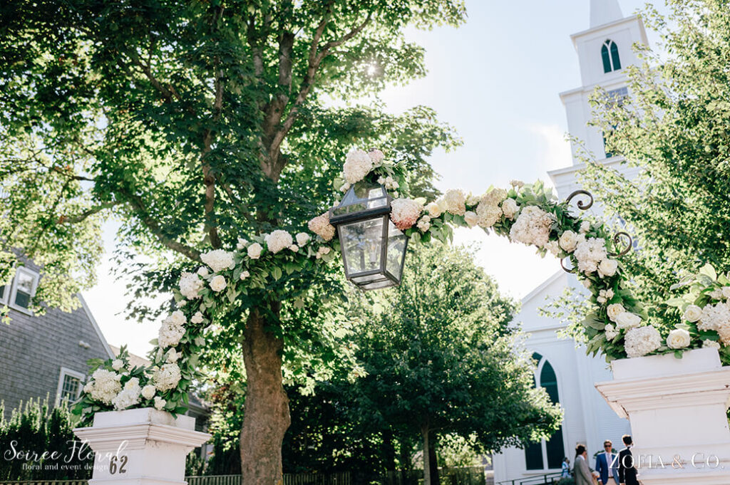 outdoor floral archway