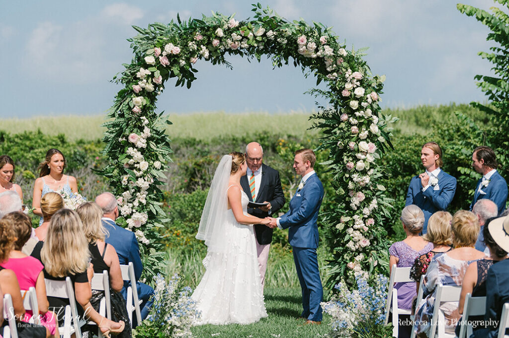 Nantucket Summer wedding with floral arch