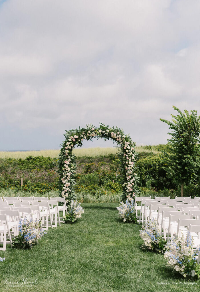outdoor floral wedding arch