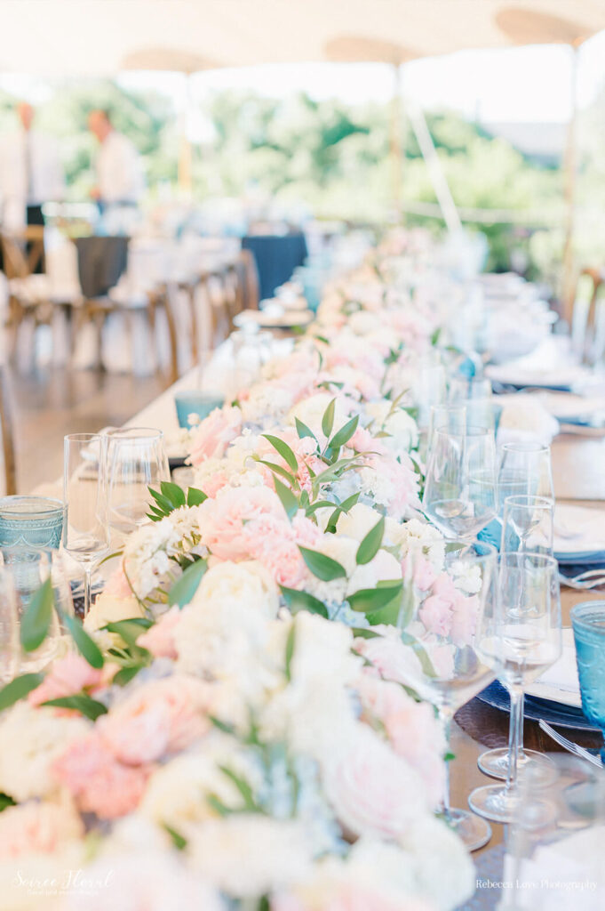 floral accents on wedding reception tables