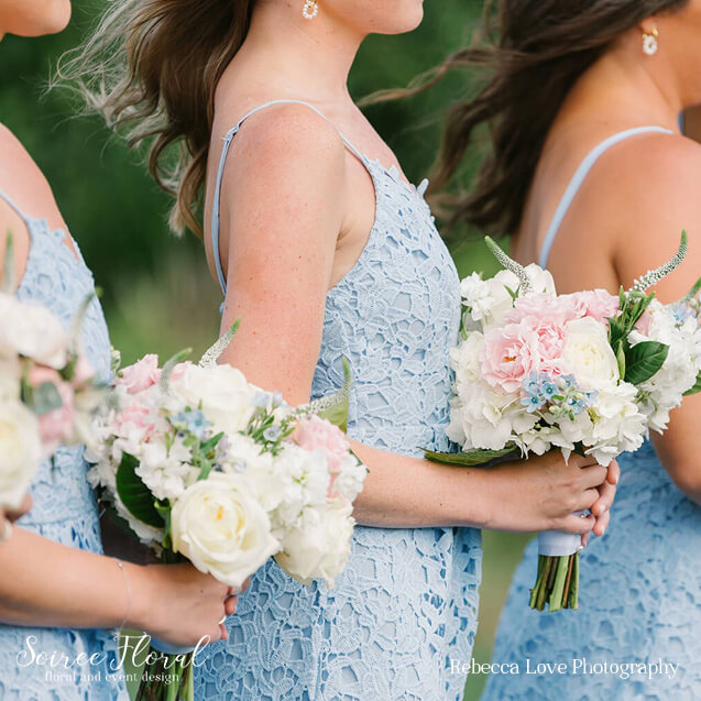 Pink, Blue, and White Bouquet Design