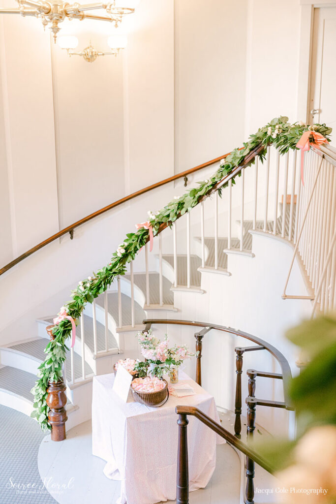 Floral wedding design for staircase